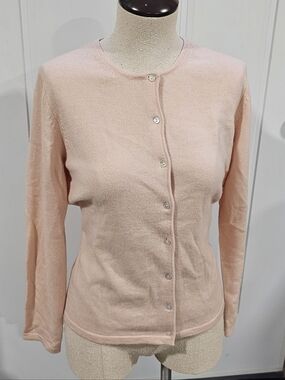 100% Cashmere Petite Sophisticate Light Pink Cardigan Size Small